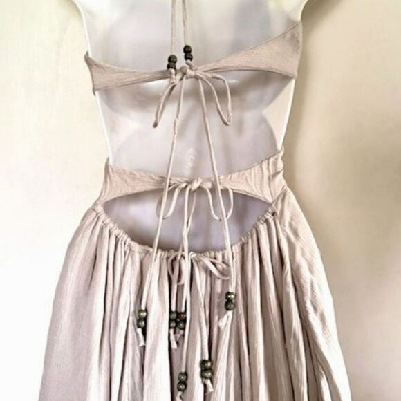 FREE PEOPLE LILLIE ENDLESS SUMMER GAUZY MINI BEACH HALTER DRESS SIZE L FESTIVAL - Picture 14 of 14
